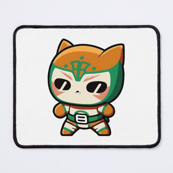 Item preview, Lucha Libre Cats | Mexican Wrestling | Kawaii Cats | Chibi Cats | Anime Cats | Lucha Libre Cats 06 | La Calabaza designed and sold by Catcosm.