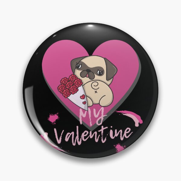 Item preview, My Valentine with a Kawaii Style Dog Pink Heart and Flowers designed and sold by apathecary.