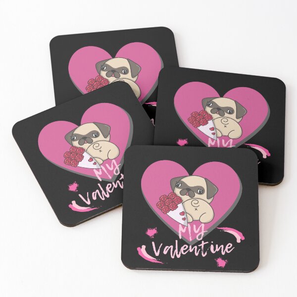Item preview, My Valentine with a Kawaii Style Dog Pink Heart and Flowers designed and sold by apathecary.