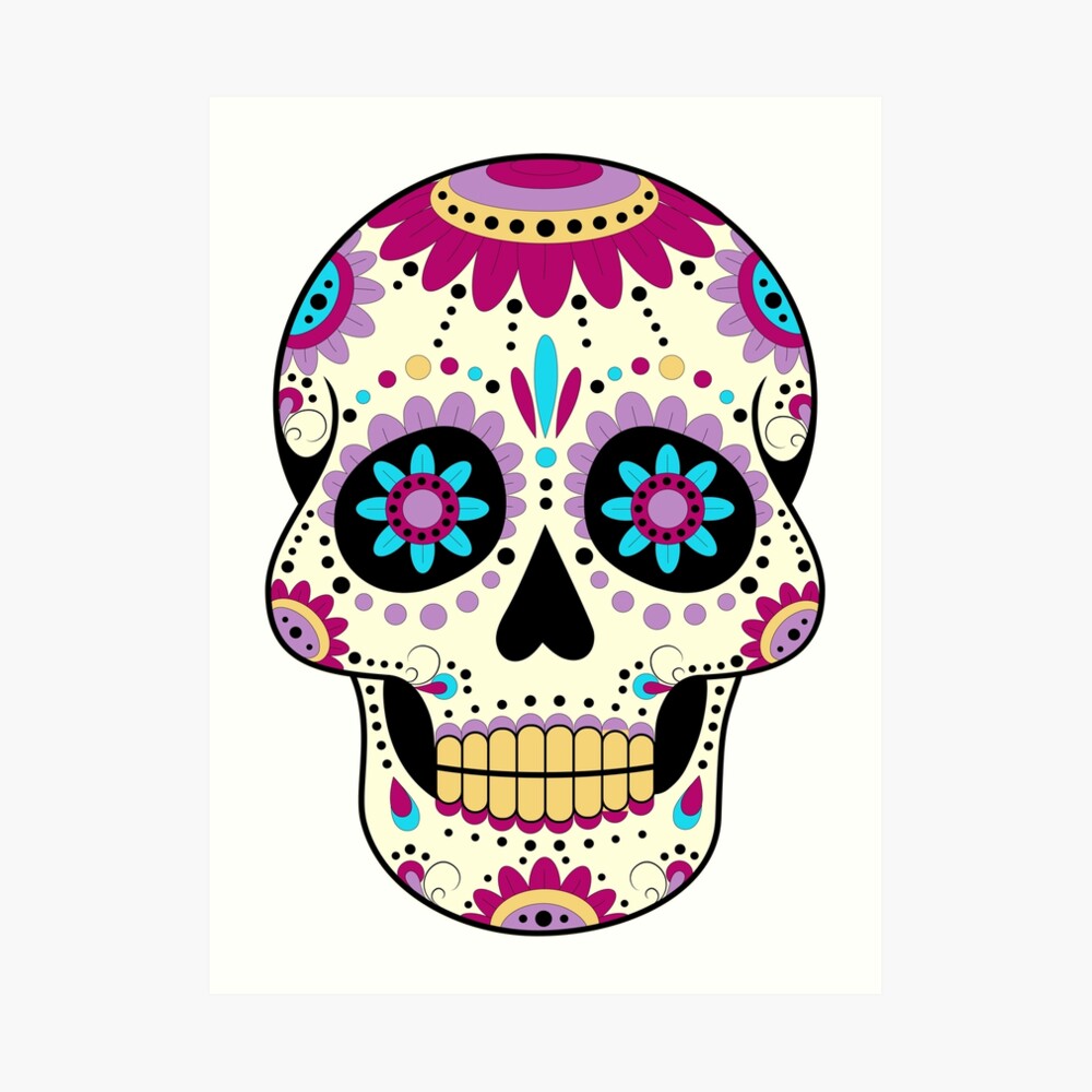 mexican-skull-art-print-by-southprints-redbubble