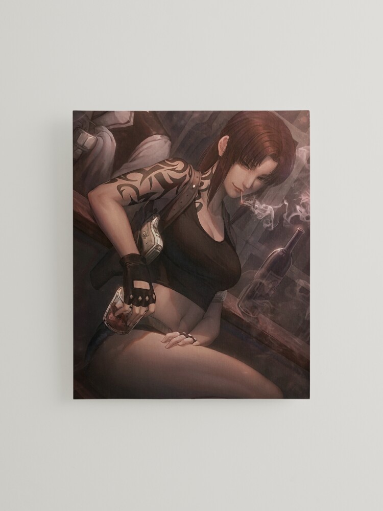 a portrait of revy from black lagoon, black tank top