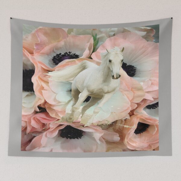 Item preview, White stallion & pink flowers fantasy designed and sold by zedvonzee.