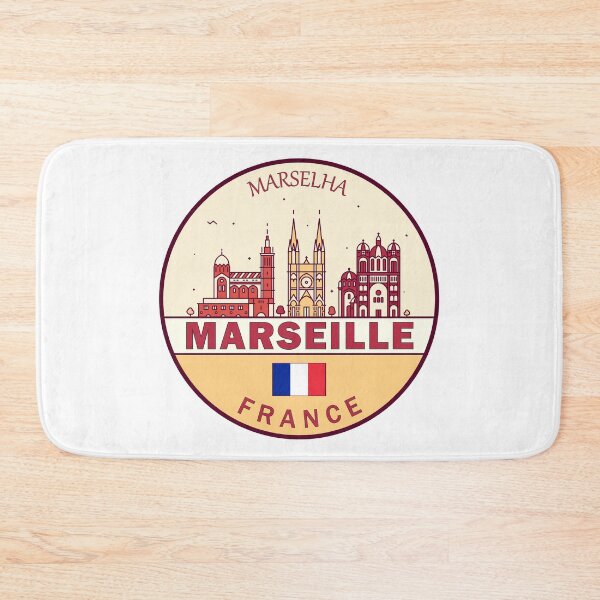 Item preview, Marseille France City Skyline Emblem designed and sold by KrisSidDesigns.