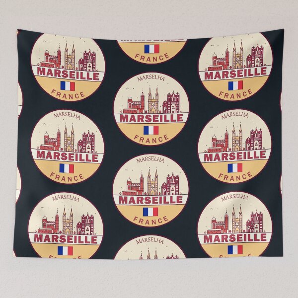 Item preview, Marseille France City Skyline Emblem designed and sold by KrisSidDesigns.