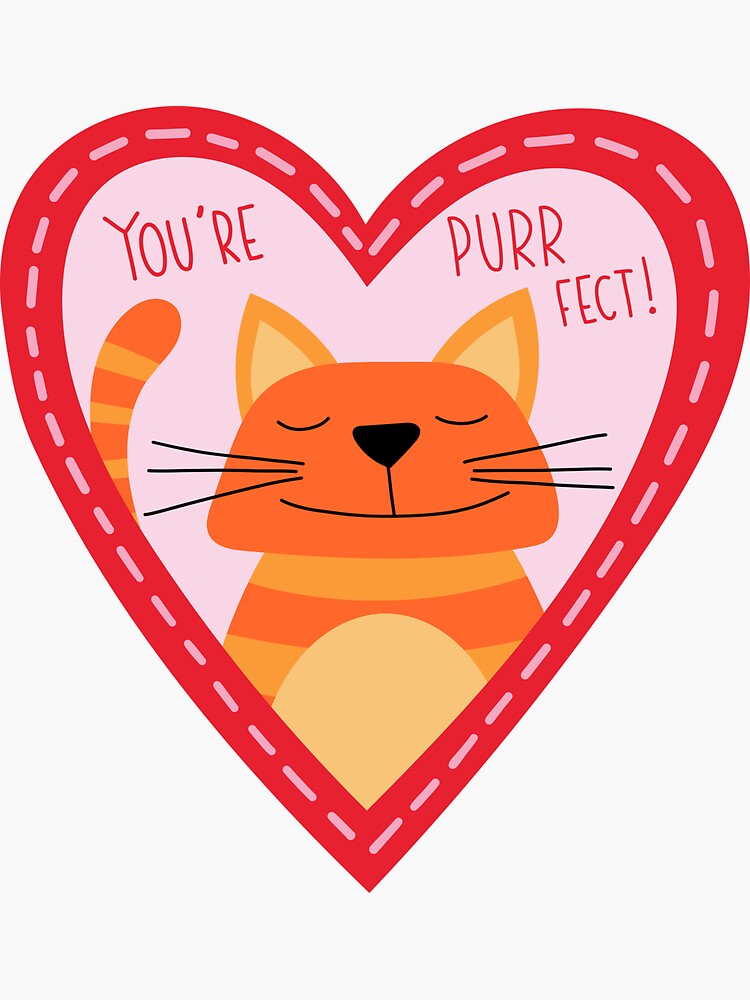 Thumbnail 3 of 3, Sticker, Cat Valentine's Day designed and sold by wendigratz.