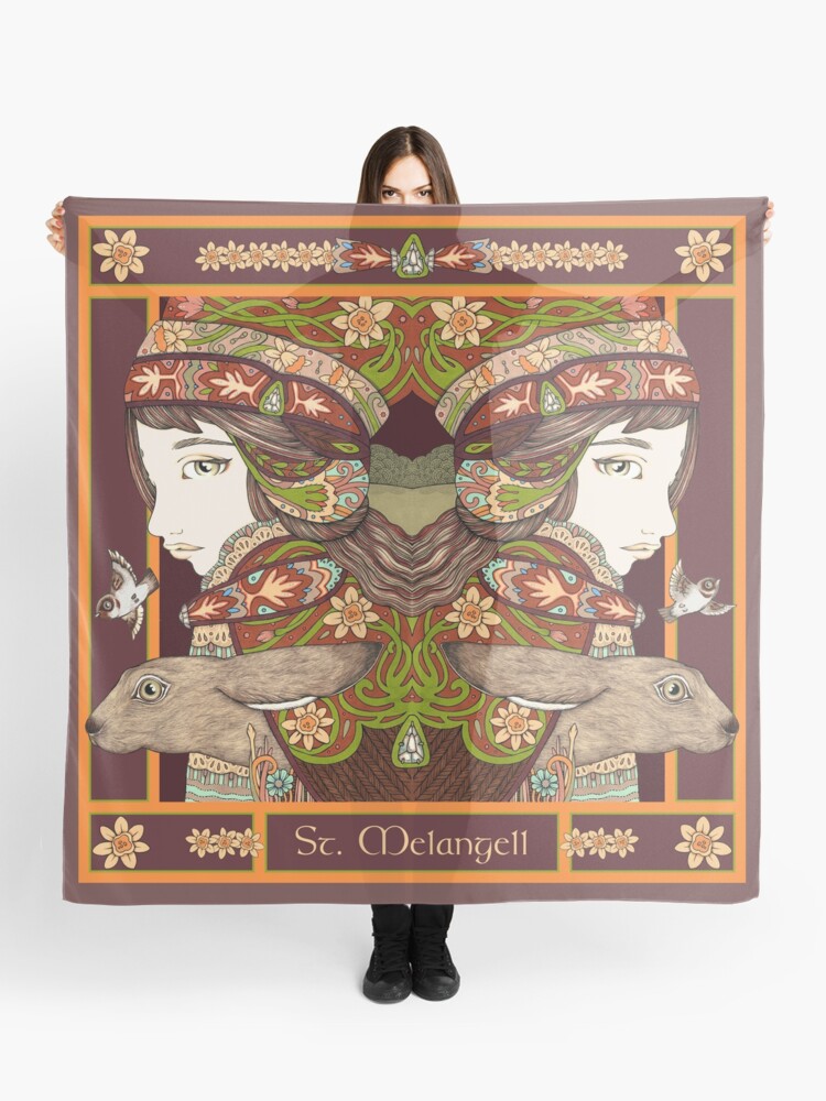 Thumbnail 1 of 3, Scarf, St Melangell (Altar Version) designed and sold by AnitaInverarity.