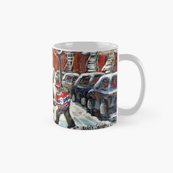 Item preview, PLATEAU MONT ROYAL VERDUN WINTER SCENE PAINTING HOCKEY GAME NEAR WINDING STAIRCASES C SPANDAU ART designed and sold by Carole  Spandau.