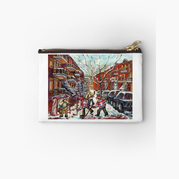 Item preview, PLATEAU MONT ROYAL VERDUN WINTER SCENE PAINTING HOCKEY GAME NEAR WINDING STAIRCASES C SPANDAU ART designed and sold by Carole  Spandau.
