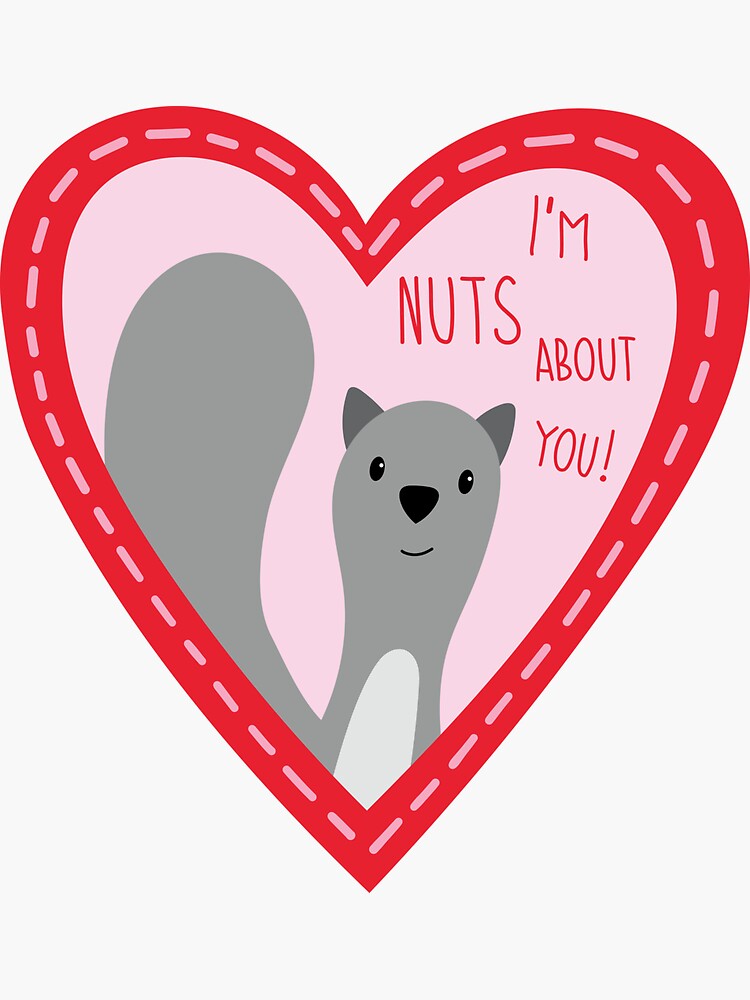Thumbnail 3 of 3, Sticker, Squirrel Valentine's Day designed and sold by wendigratz.