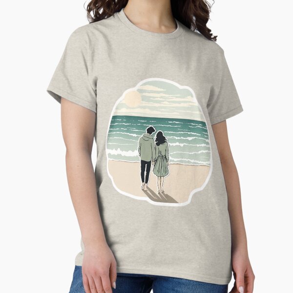 Vista previa del artículo con la obra «Paseo de Luna de Miel en la Playa - Happy Hearts 46 | Amor colorido de dibujos animados», diseñado y vendido por Sunchaser World.