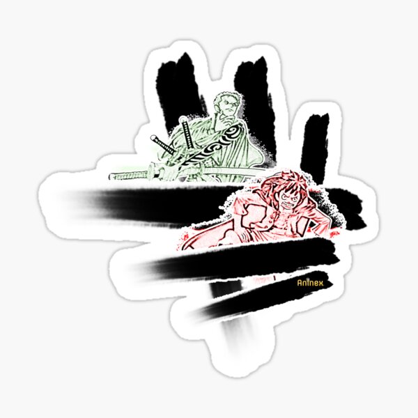 Monkey D. Luffy x Roronoa Zoro Triple Sword One Piece Sticker