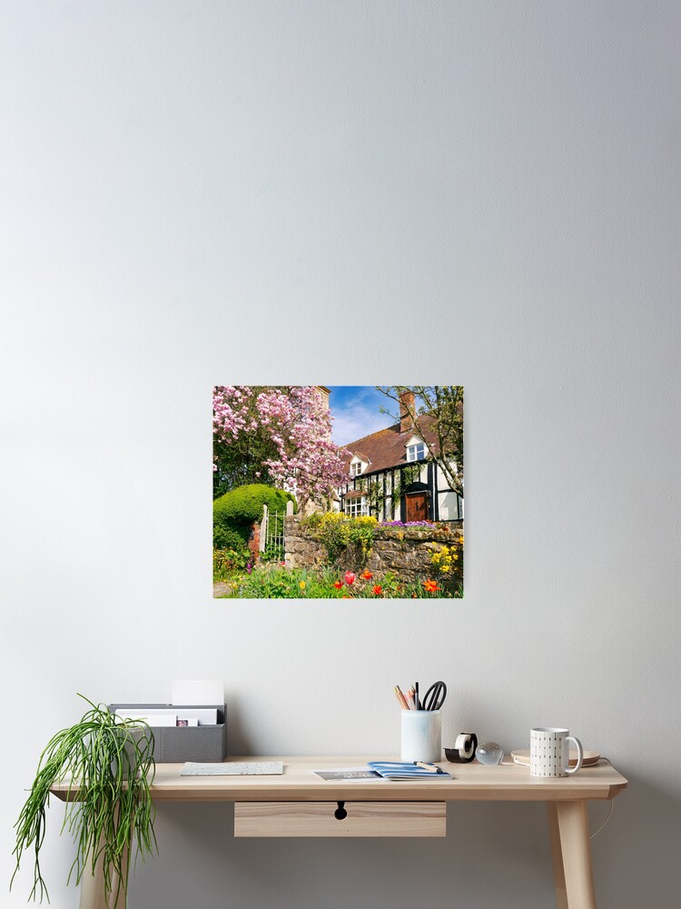 Thumbnail 2 of 3, Poster, Springtime Cottage designed and sold by ScenicViewPics.