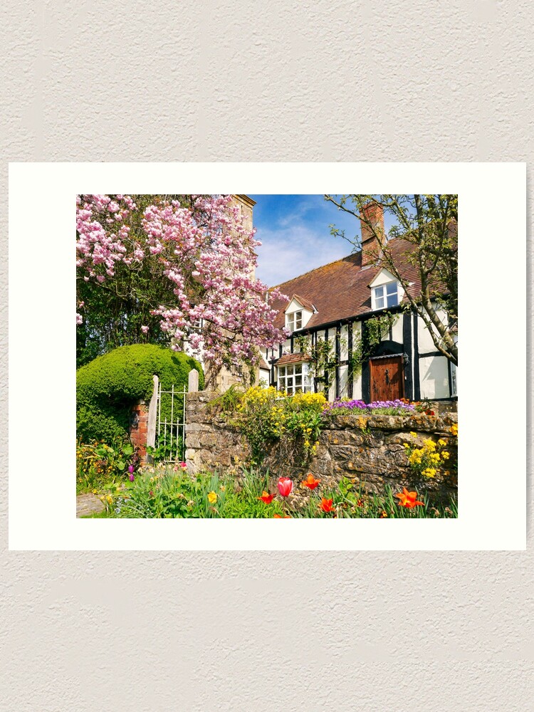 Thumbnail 1 of 3, Art Print, Springtime Cottage designed and sold by ScenicViewPics.