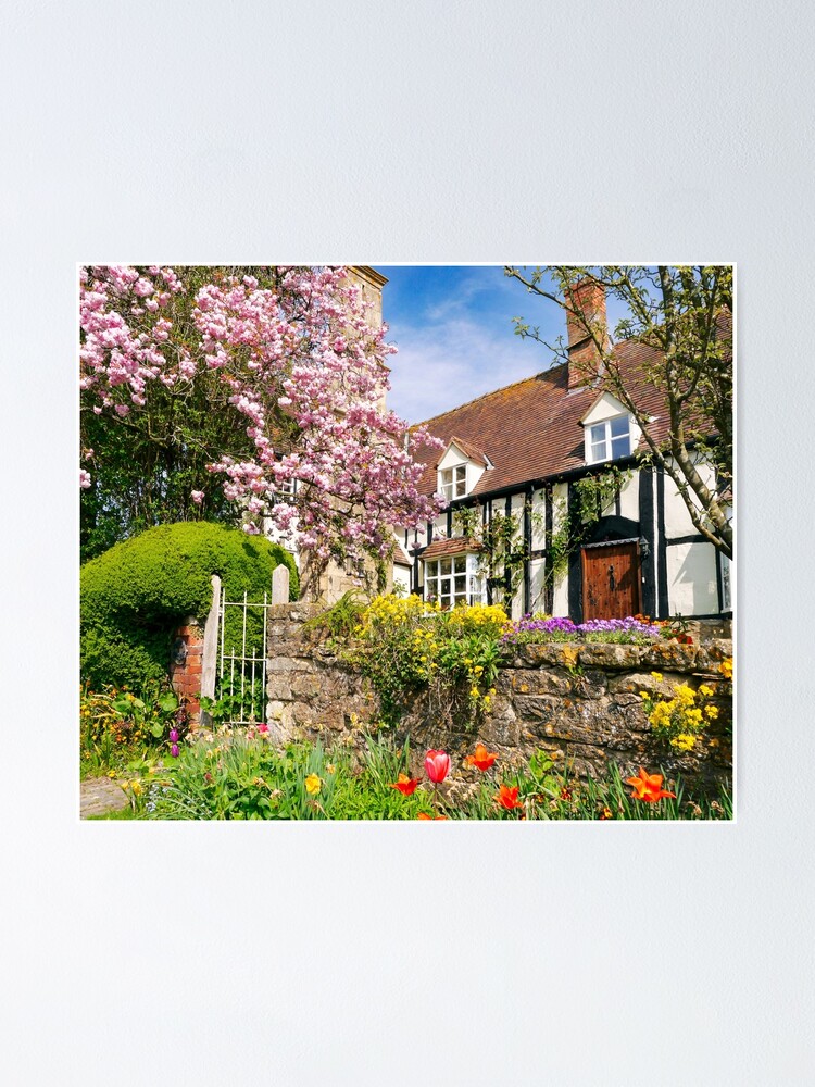 Thumbnail 1 of 3, Poster, Springtime Cottage designed and sold by ScenicViewPics.