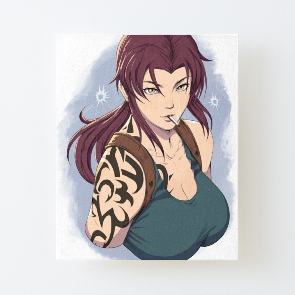 a portrait of revy from black lagoon, black tank top