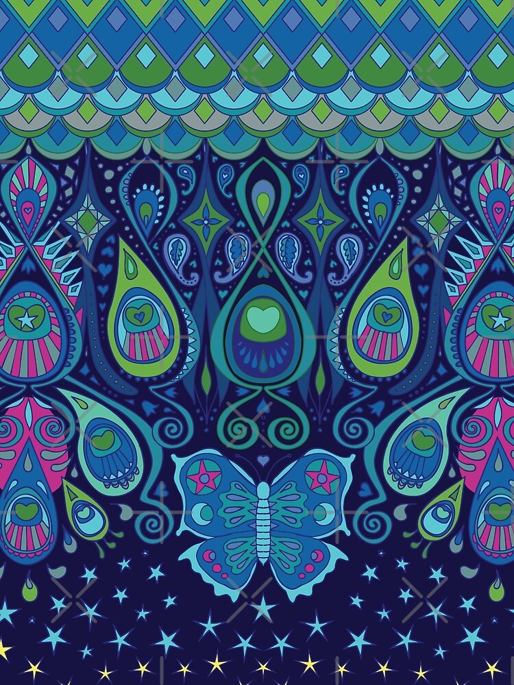 Midnight Butterflies - Peacock - Bohemian pattern by Cecca Designs by Cecca-Designs