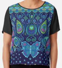 Midnight Butterflies - Peacock - Bohemian pattern by Cecca Designs Chiffon Top