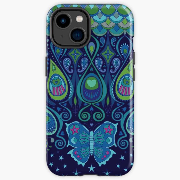 Midnight Butterflies - Peacock - Bohemian pattern by Cecca Designs iPhone Tough Case