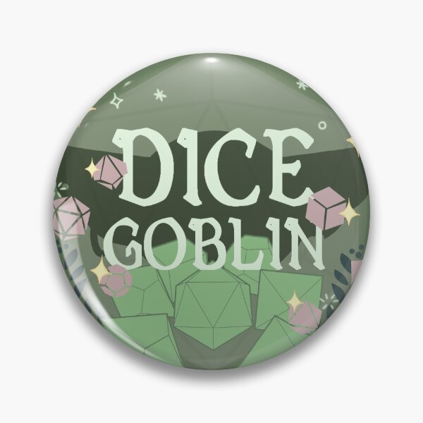 Item preview, "Dice Goblin" Button Pin designed and sold by DoomLoli.