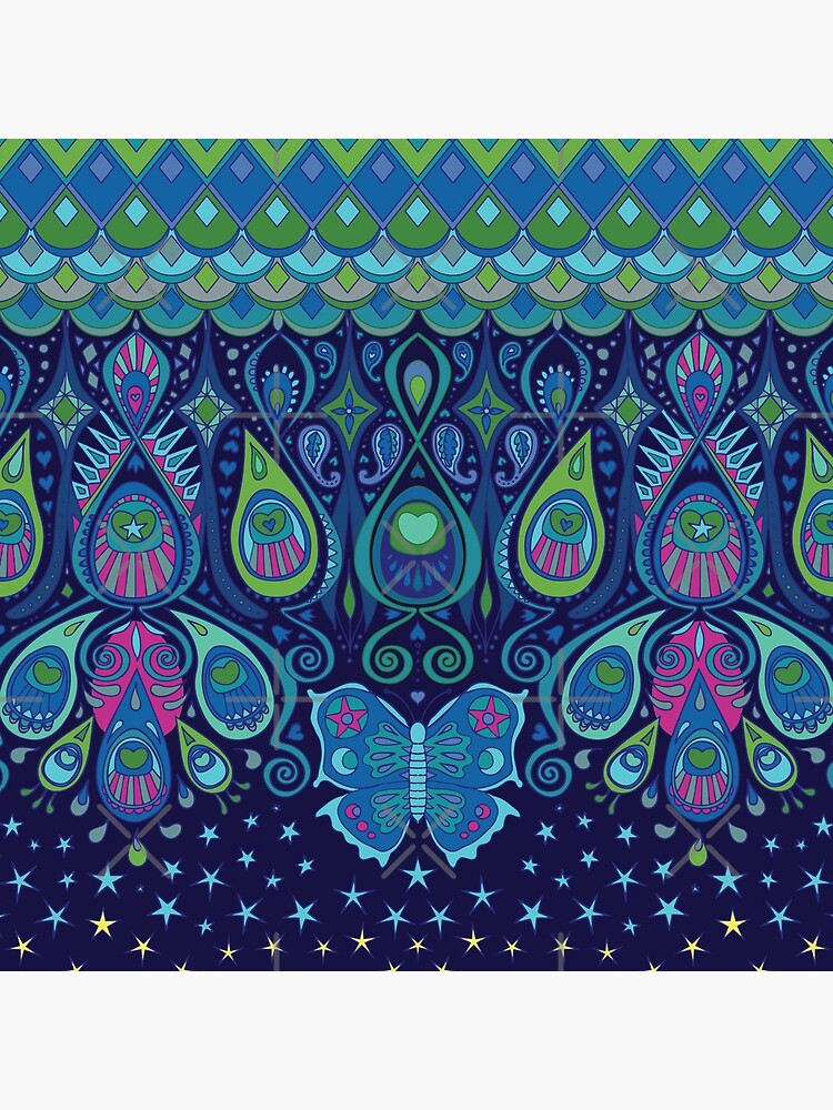 Midnight Butterflies - Peacock - Bohemian pattern by Cecca Designs by Cecca-Designs
