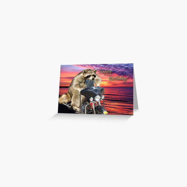 Item preview, Birthday Raccoon on Motorcycle designed and sold by jkartlife.