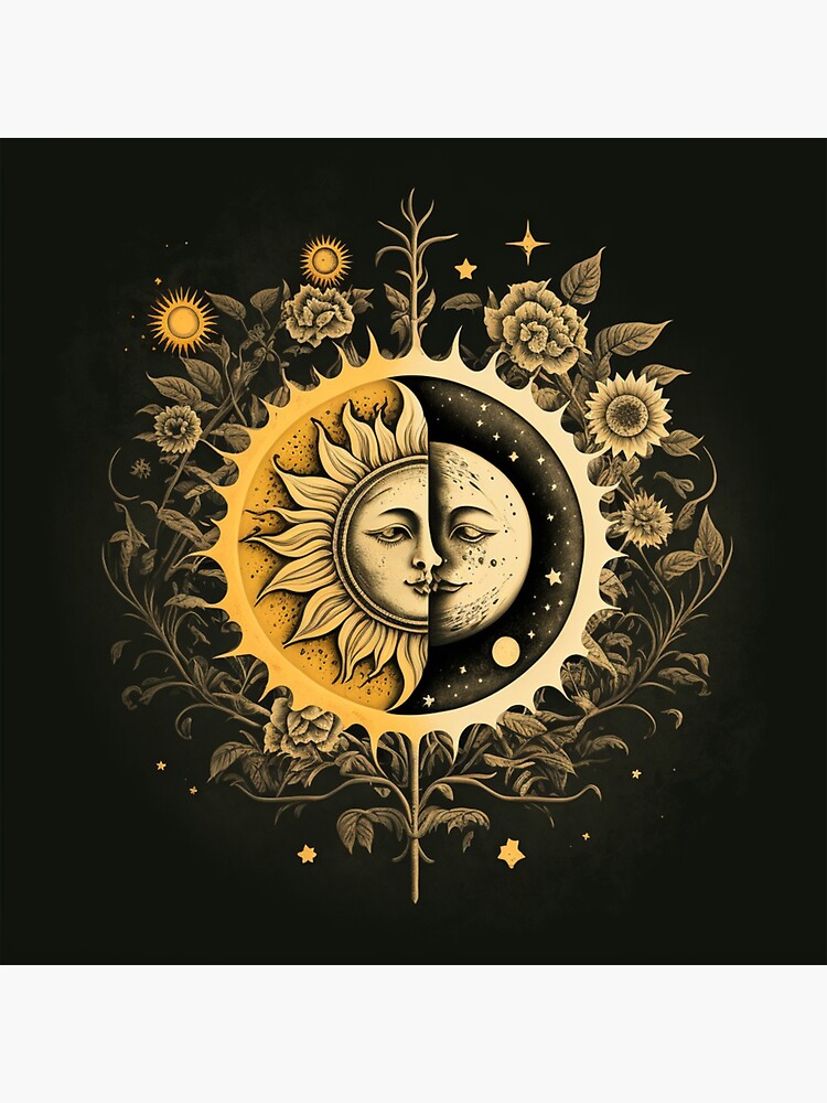 Celestial Symphony Vintage Sun And Moon Lithograph Sticker For Sale By Retroz0 Redbubble