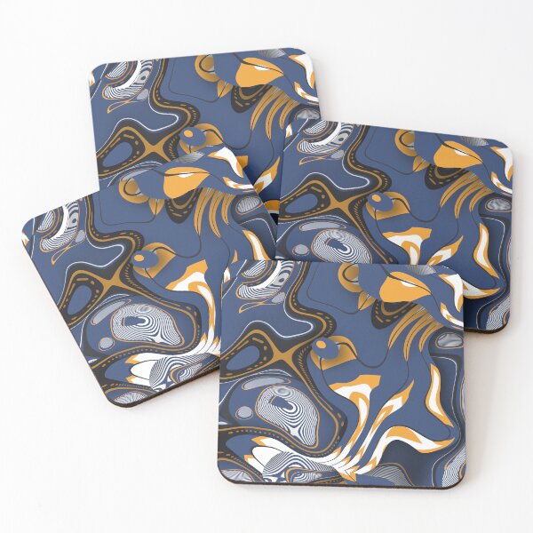 Item preview, Retro style Wave geometrical pattern and Creative Line curved design for artwork Blue - orange colorful designed and sold by Gugurat.