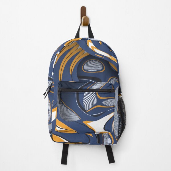 Item preview, Retro style Wave geometrical pattern and Creative Line curved design for artwork Blue - orange colorful designed and sold by Gugurat.