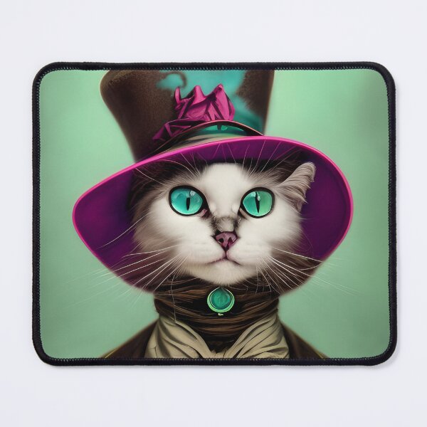 Item preview, Classy Victorian Persian Kitty Cat with Green eyes and Top Hat designed and sold by BadassBazaar.