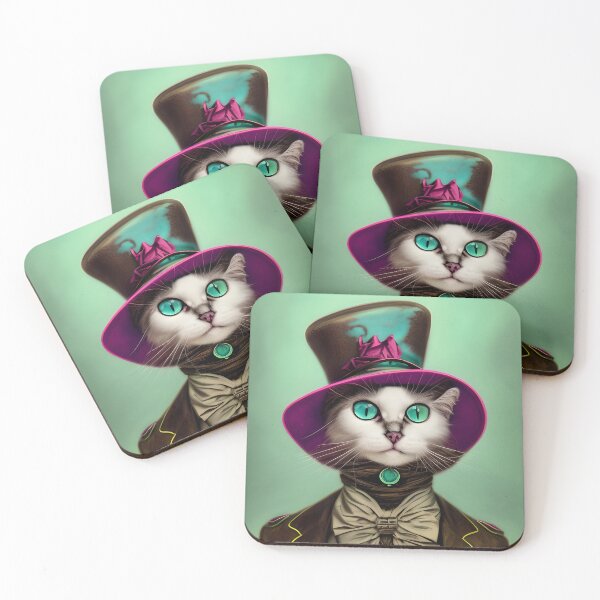 Item preview, Classy Victorian Persian Kitty Cat with Green eyes and Top Hat  designed and sold by BadassBazaar.