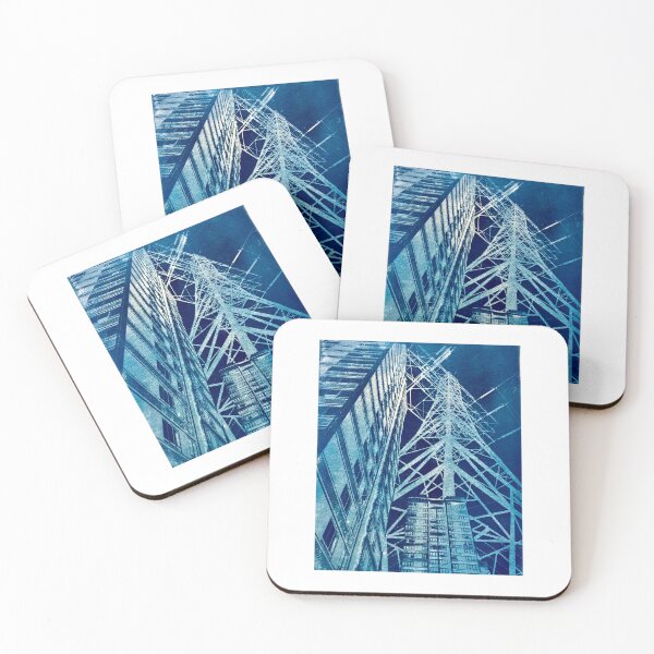 Item preview, Pylon and high rise, cyanotype print designed and sold by Thinkpigeon.