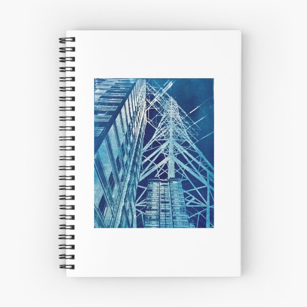 Item preview, Pylon and high rise, cyanotype print designed and sold by Thinkpigeon.