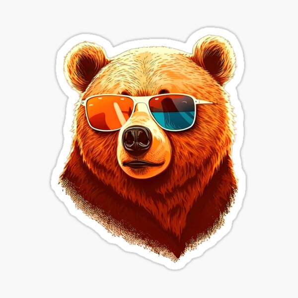 Funny Bear Grizzly with Sunglasses Cool Style Stock Vector - Illustration  of bear, decor: 173360133