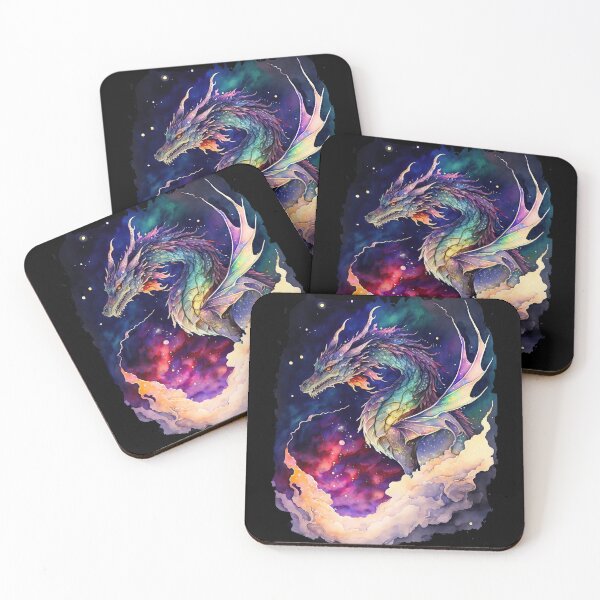 Item preview, Colorful Starry Dragon in the Deep Space, Nebula Background, Rainbow Dragon designed and sold by MoonFoxDesign.