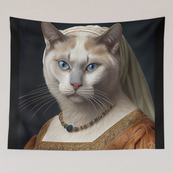 Item preview, Burmilla Queen Cat Breed Portrait Royal Renaissance Animal Painting designed and sold by Nalaxation.