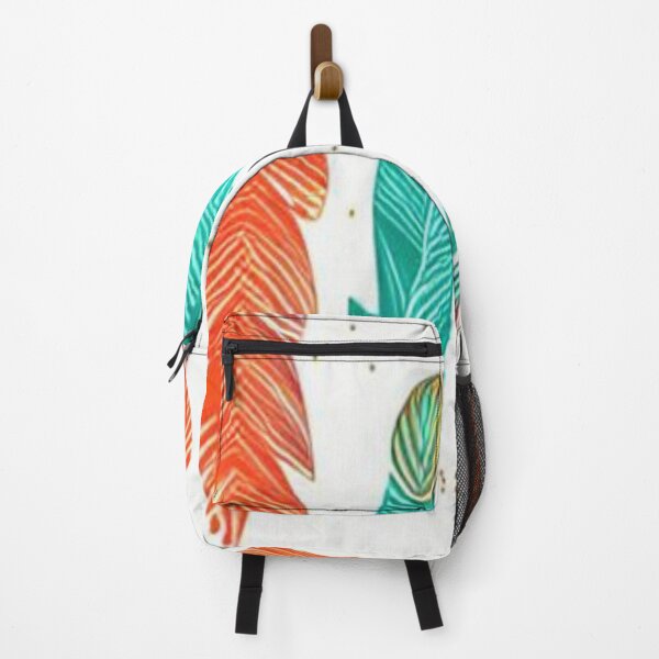 Item preview, Feather Pattern in Orange and Green designed and sold by HanaiPrint.