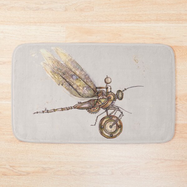 Steampunk dragonfly Bath Mat