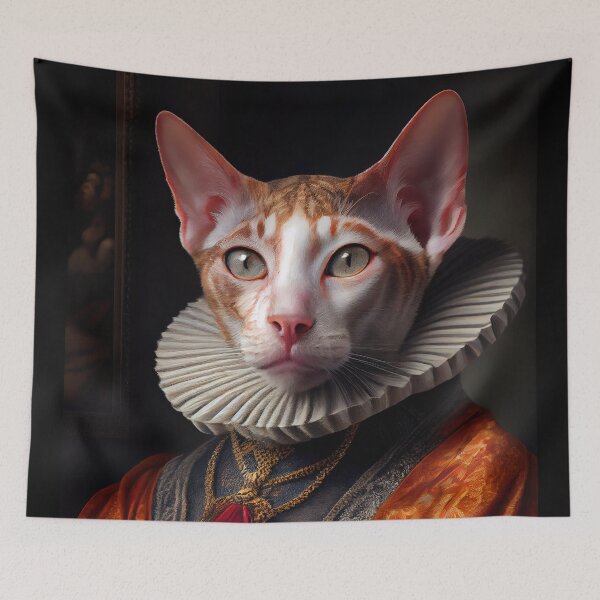 Item preview, Cornish Rex Prince Cat Breed Portrait Royal Renaissance Animal Painting designed and sold by Nalaxation.