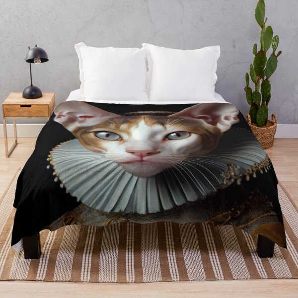 Item preview, Cornish Rex Queen Cat Breed Portrait Royal Renaissance Animal Painting designed and sold by Nalaxation.