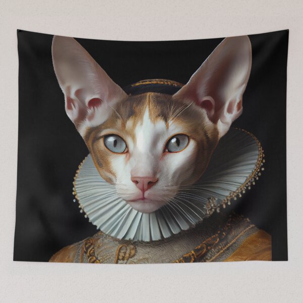 Item preview, Cornish Rex Queen Cat Breed Portrait Royal Renaissance Animal Painting designed and sold by Nalaxation.