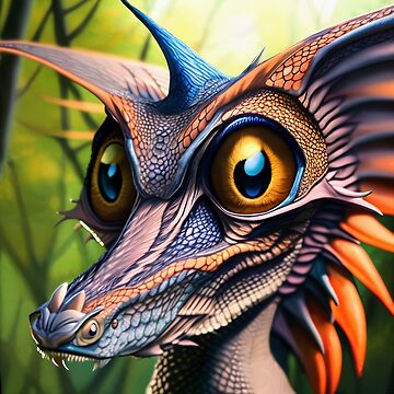 Artwork thumbnail, Colorful Purple Jungle Dragon with Big Eyes by dragynrain