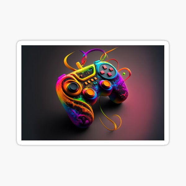 Gaming neon colorful controller video game wall sticker - TenStickers