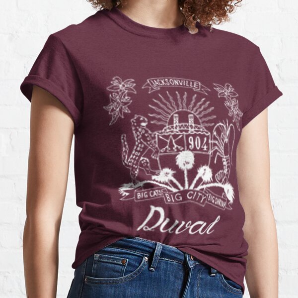 Duval Crest White Lettering on Cranberry Classic T-Shirt