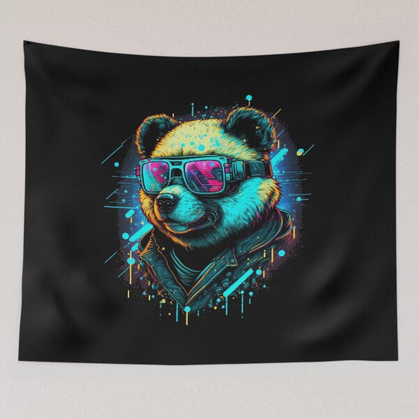 Item preview, Cool Psychedelic Pandabear With Sun Glasses (Painting Art) designed and sold by The-Fox-Hole.