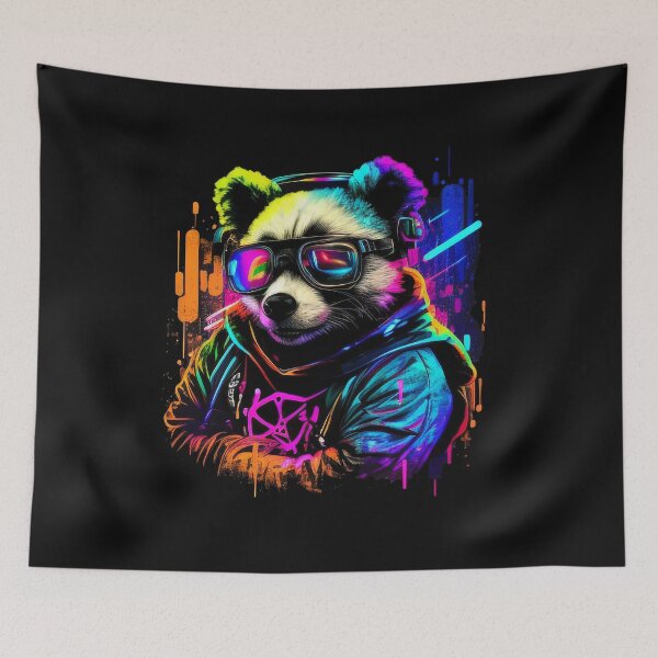 Item preview, Cool Psychedelic Pandabear With Sun Glasses (Painting Art) designed and sold by The-Fox-Hole.