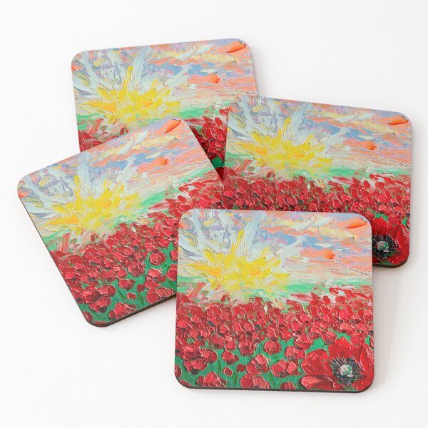 Item preview, Red poppy field and sunset designed and sold by ArinasFineArt.
