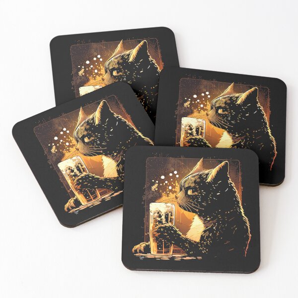 Item preview, Black Cat Drinking and Thinking  designed and sold by Tellingmoon.
