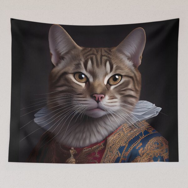 Item preview, Javanese Cat Breed Portrait Royal Renaissance Animal Painting designed and sold by Nalaxation.