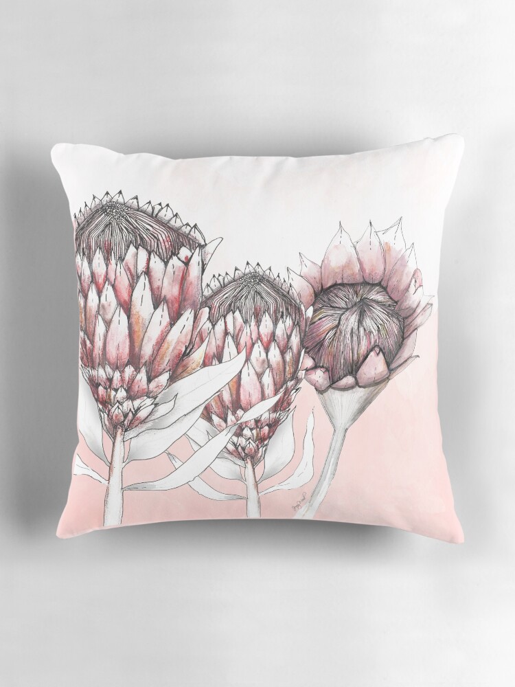 Thumbnail 3 of 4, Pillow, Protea trio designed and sold by dishmoptop.