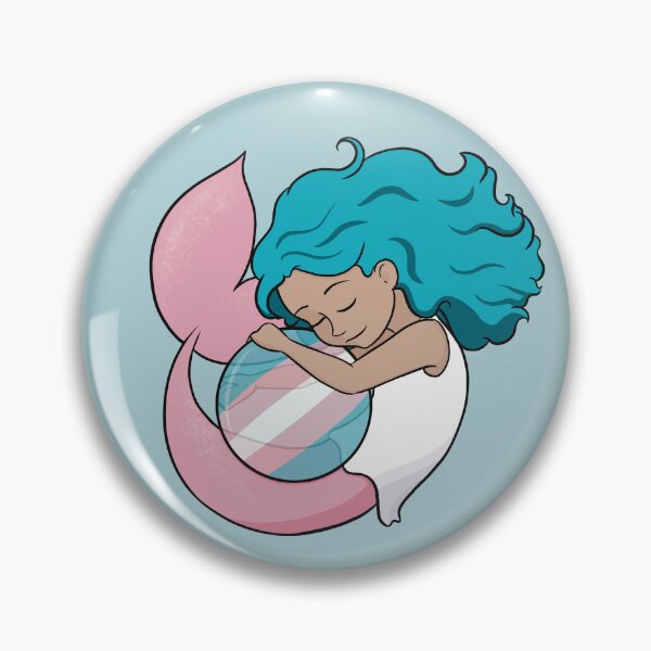 Item preview, Trans Pride Mermaid Hugging a Ball - Variation 2 designed and sold by RoseActress.
